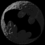 A circular icon with a black bat symbol over a grayscale moon-like background, showing subtle variations in the background texture
