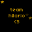 Yellow text 'team hilario' with a '<3' symbol on black background, surrounded by yellow and brown stars in various positions across frames.