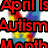 A colorful X-shaped icon with red, blue, yellow, and green pixels displays the text "April Is Autism Month" in bold red letters.