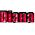 Red pixelated text 'Diana' appears in three distinct arrangements across a white and gray background, with the top showing two instances of the name