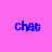 Pixelated blue 'chat' text appears on a pink background with green rectangular bars in four distinct positions across the animation.