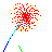 Pixelated fireworks display with red, yellow, blue, and green bursts against gray background; multiple firework trails visible.