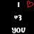 Red heart symbol flanked by two vertical white bars above pixelated 'you' text on black background