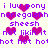 Pixelated text and pink hearts on a light background, with repeated phrases in purple font.