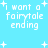 Light blue background with white pixelated text reading 'i want a fairytale ending' and scattered white plus signs in four repeated sections.