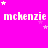 A bright pink background with repeated white text 'mckenzie' and scattered white stars, showing partial pixel distortion on the right edge.