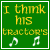 Green square icon with yellow border displaying 'I think his tractor's' text and musical notes in first frame, followed by alternating 'sexy' text animations.
