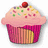 Pixelated cupcake icon with pink wrapper and colorful sprinkles on left, paired with pixelated text "I Just Wanna B Ur Cupcake ^.^" on bright magenta background.