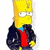 Pixelated cartoon character with yellow hair, blue shirt, red tie, and dark jacket against white background.