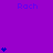 Purple background with repeated blue 'Rach' text and blue heart icons in vertical stacks of one to five hearts.