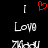 A black background displays two vertical white bars, a red pixelated heart above them, and repeated text elements below.