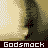 A 48x48 pixel animated contact sheet showing three frames of a Godsmack-themed buddy icon with repeated text and stylized band logo elements.