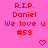 Pixelated pink background with repeated red text and heart symbols arranged in a pattern