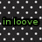 Green pixelated text 'in loove' on black background with white square pattern.