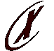 Four variations of a stylized 'X' icon with curved motion lines on gray background, each showing different color and line weight configurations.