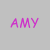 Four identical pink 'AMY' text icons arranged in a two-by-two on light gray background with horizontal magenta lines separating