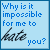 Four display identical text with varying handwritten 'hate' in different colors against a light blue background