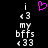 Pixelated text and symbols on black background with a pink heart animation above the text.