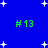 Blue background with white pixelated stars and four green '#13' text elements arranged in a pattern