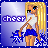 A 6-frame animated contact sheet of a pixel-art cheerleader icon with blue pom-poms, white top, and blue skirt against a gradient background.