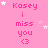 Pink background with repeated 'Kasey i miss you <3' text and white stars, animated star movement across four of identical text blocks