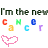 A static image displays repeated text 'I'm the new' above two of colorful letters and pink heart shapes with varying outlines