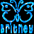 Pixelated blue butterfly-shaped logo with stylized text below on black background, static single-frame image.