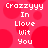 Pixelated text 'Crazzyy In Love Wit You' repeated four times on a red background with darker red circles.
