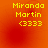 Yellow text on orange background displays 'Miranda Martin (3333)' with subtle pixel variations across four views.
