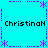 Cyan background with purple dotted border and star motifs, displaying four identical text instances of 'ChristinaH' in black pixelated font.