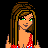 Pixel art image of a woman in red bikini top and black shorts with green eyes, brown hair, and text reading When Ur Good 2 Mama... Mama's good 2 U! Made of DollsNow.com.