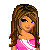 Pixelated character with long brown hair wearing pink top and white pants, holding a pink jump rope, with text below reading "jesus rox" and "my sox".