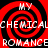 Red and black spiral pattern with repeated white text 'MY CHEMICAL ROMANCE' across four quadrants.