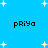 Blue background with white pixelated stars and four instances of the text 'pRiYa' in black pixelated font arranged in a