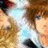 Pixelated anime-style image of two figures with brown hair and light skin, overlaid with red text on a black background.