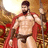 Pixelated image of a bearded man in red cape holding spear, next to orange background with distorted text reading "KING OF SPARTA EODIA".