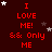 Red text on dark red background with white and gray stars, displaying "I LOVE ME! && Only ME" in pixelated font across multiple