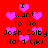 Red background with pink heart shapes and black text reading "I Want To Do Josh Colby Hard (jk)" repeated in a pattern
