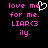 Pixelated text in pink and white on black background with a heart symbol replacing 'o' in 'love me'.