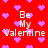 Red background with pink pixelated hearts and repeated white text reading "Be My Valentine" in a pattern