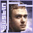 Pixelated portrait of a person with light hair and neutral expression, framed by vertical text on left and right sides