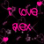 Animated contact sheet showing two frames of a pink text-based icon with hearts and vines on black background.
