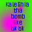Blue pixelated text 'KaleShla tha bomb like bk bk' on a green and pink gradient background with visible pixelation.