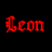 A 3x2 contact sheet of five animated frames showing the word "Leon" in red pixelated text with varying vertical drop effects on a black background, with one frame partially obscured by a gray rectangle.