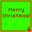 Four identical green square with red borders display "Merry Christmas!" text and small pixelated tree icons at the bottom right corner of each