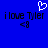 Blue background with white pixelated heart above black text reading 'i love Tyler' and '<3' symbols on both sides.