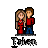 Pixel art of two figures standing side-by-side, a woman in red dress and man in red shirt blue pants, with 'Power' text below on gray background.