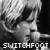 Black-and-white contact sheet of two animated frames showing a person with short hair in profile view, with text "SWITCHFOOT" and "fan" visible at the bottom.