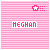 Pink striped background with 'MEGHAN' text and a pink star icon that changes position across frames.