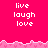 Pixelated pink background with white text 'live laugh love' repeated in three , separated by a jagged pink wave border
